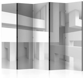 Paravento separè Labirinto alabastrino II (5 parti) - astrazione geometrica 3D