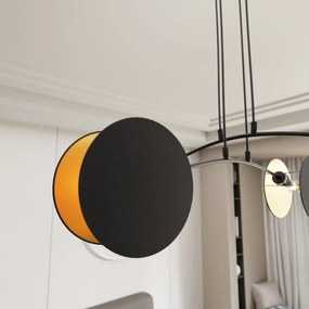 Lampada A Sospensione 4 Luci Moderna Motif In Acciaio Nero E Oro