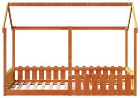 Giroletto casetta bambini marrone cera 80x200 cm massello pino