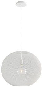 Lampadario Sospensione Esedra Industrial Vintage Colore Bianco 60W Mis 50 x 40 x 120 cm