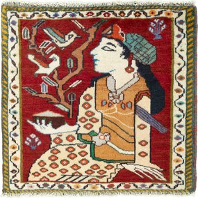 Shiraz Tappeto 60x60 Rosso (Iran) Annodato A Mano