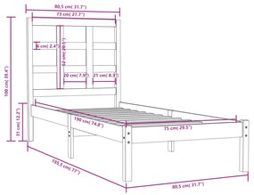 Giroletto in Legno Massello 75x190 cm Small Single