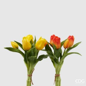 EDG - Enzo De Gasperi Set 2 Bouquet Di Tulipani gialli e arancio h 28