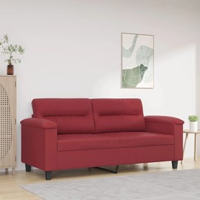 Divano A 2 Posti Rosso Vino 140 Cm İn Similpelle /