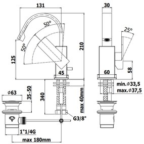 Paffoni Elle El838 Miscelatore lavabo Monocomando canna ad ombrello Senza Scarico Cromo