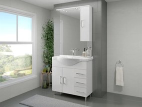 Mobile sottolavabo e lavabo con illuminazione Simona per vasca centrale bianco lucido in mdf L 81.8 x H 81.5 x P 50.5 cm, 2 ante 3 cassetti