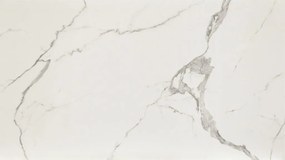 Tavolo BEVERLY HILLS in vetroceramica effetto marmo statuario e metallo bianco, allungabile 160&#215;90 cm &#8211; 240&#215;90 cm