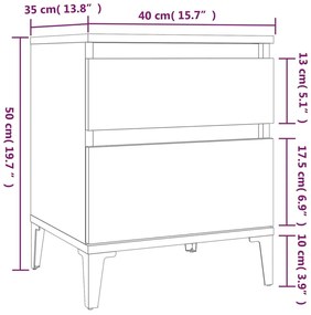 Comodini 2pz Rovere Fumo 40x35x50 cm