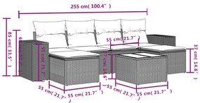 Set divani da giardino 7 pz con cuscini beige in polyrattan