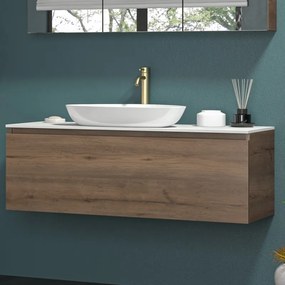 Mobile bagno 120 cm con piano da appoggio in solid surface bianco SP-120C - KAMALU