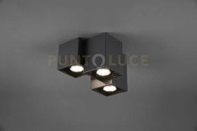 Fernando plafoniera metallo nero opaco 3 cubetti l. 23cm attacco gu10