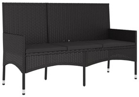 Set Divani da Giardino 4 pz con Cuscini Nero in Polyrattan