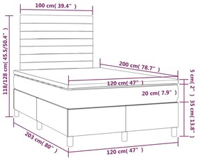 Giroletto a Molle con Materasso Crema 120x200 cm in Tessuto