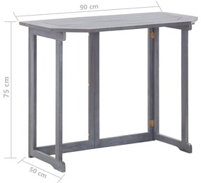 Set da Bistrot 4 pz in Legno Massello di Acacia Grigio