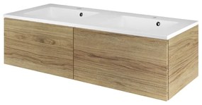 Mobile sottolavabo e lavabo Neo Line per doppia vasca rovere miele L 120 x H 32 x P 48 cm 2 cassetti