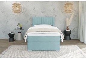 Letto singolo imbottito con contenitore azzurro con materasso e topper inclusi 90x200 cm Bunny – Ropez