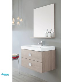 Mobile Bagno Sospeso "Bravo" Da 75 Cm Composto Da Due Cassetti Finitura Rovere Chiaro