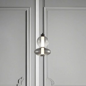Eko-Light Lampada LED a sospensione Daphne, vetro grigio trasparente, altezza 28 cm