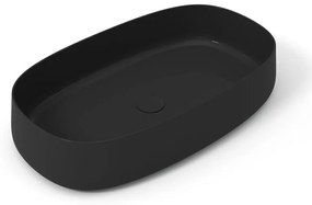 Lavabo da appoggio OLYMPIA CERAMICA ovale piletta non inclusa in ceramica L 70 x H 15 x P 40 cm nero piletta non inclusa