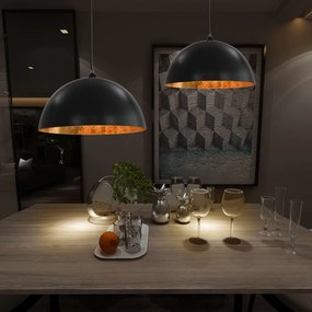 Lampadari 2 Pz Nero E Oro Semi-sferici 50 Cm E27 /