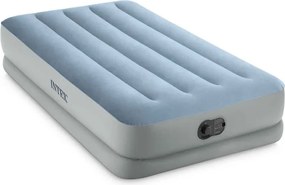 64157 - Materasso Gonfiabile Dura-Beam Mid-Rise Comfort Singolo, con Pompa usb, pvc, Grigio e Azzurro, 99x191x36 cm - Intex