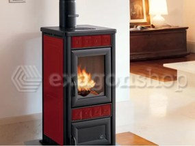 Royal Talia S Stufa A Legna 9kw 46x44x90 Cm In Metallo E Ceramica Rosso Bordeaux