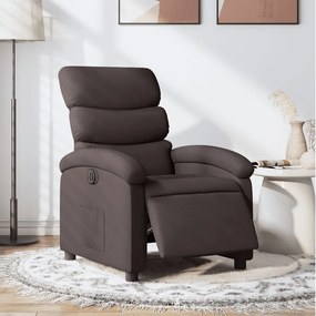 Poltrona Elettrica Reclinabile Marrone Scuro İn Tessuto /