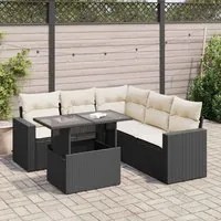 Set Divano da Giardino 6 pz con Cuscini Nero in Polyrattan 3326317