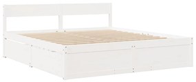 Letto senza materasso bianco 180x200 cm legno massello di pino