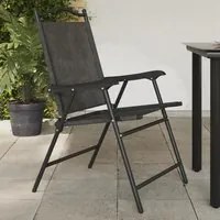 Sedie Giardino Pieghevoli 4 pz Grigio Mlange Acciaio Textilene 3157287