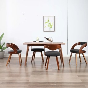 Sedie Da Pranzo 4 Pz Legno Curvato E Tessuto Grigio /