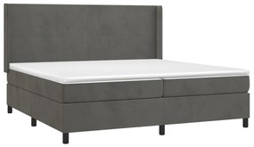 Letto a molle con materasso e led grigio scuro 200x200 cm