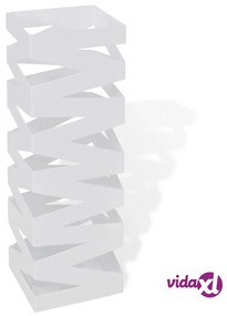 vidaXL Portaombrelli Bastoni Passeggio Quadrato Acciaio 48,5 cm Bianco