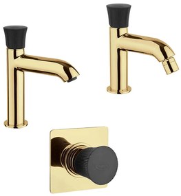 Set miscelatori oro spazzolato e nero lavabo bidet e incasso doccia Jacuzzi Illumina