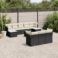 Set Divani da Giardino 11 pz con Cuscini in Polyrattan Nero 3250175