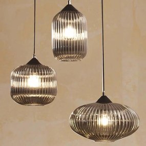 Lampadario Glamour Nordal grigio paralume fumo 3x E27 Ø50cm LA MIA LUCE
