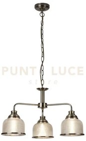 Bistro ii 3lt pendant-ottone antico e vetro stile holophane