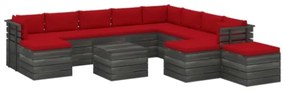 Set Divani da Giardino Pallet 12 pz con Cuscini Massello Pino