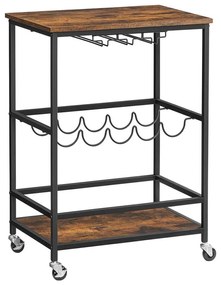 Tavolino da servizio per bottiglie e bicchieri MARGE marrone/nero