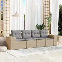 Set Divano da Giardino 4 pz con Cuscini Beige in Polyrattan 3254616