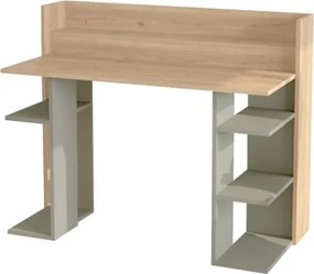 Scrivania Moderna Porta PC 120x58x98 Con Ripiani Laterali Pixel Rovere E Verde