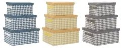 Set di Scatole per Sistemare Impilabili DKD Home Decor Grigio Azzurro Giallo 40 x 30 x 20 cm