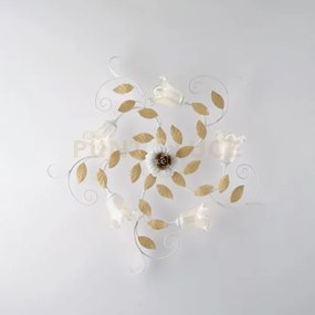 Plafoniera in ferro laccato bianco shabby 5 luci cesto