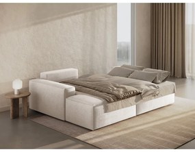 Divano letto angolare bianco in tessuto bouclé (angolo sinistro) Jodie - Micadoni Home