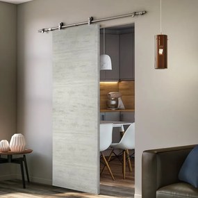 Porta scorrevole reversibile Beton in mdf grigio, L 93 x H 212 cm, con binario Toledo