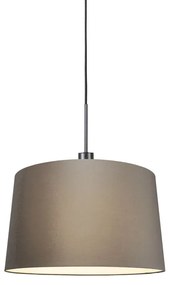 Lampada a sospensione moderna nera con paralume 45 cm color tortora - Combi 1