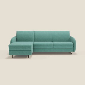 Ninfea Divano Letto Angolare con Penisola Contenitore e Materasso H18 cm - piedini in metallo e Tessuto impermeabile T03