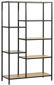 Libreria nera/di colore naturale effetto rovere 80x146x35 cm Altino – Unique Furniture