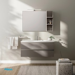 Mobile Bagno Sospeso "KA01" Da 100 Cm Composto Da Due Cassetti Finitura Camoscio/Nickel