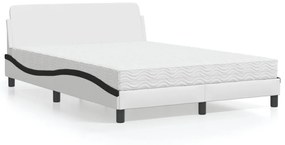 Letto Con Materasso Bianco E Nero 140x200 Cm İn Similpelle /